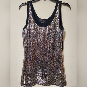 Y2K McBling leopard sequin going out top | rhinestone party glam animal print XL